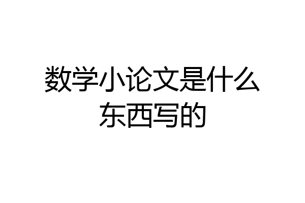 数学小论文是什么东西写的