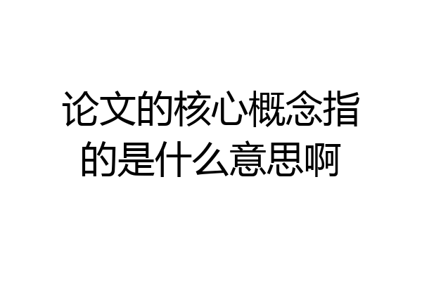 论文的核心概念指的是什么意思啊