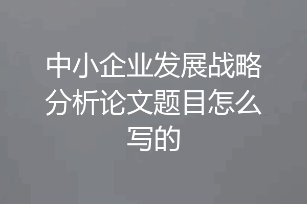 中小企业发展战略分析论文题目怎么写的
