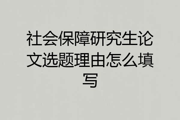 社会保障研究生论文选题理由怎么填写