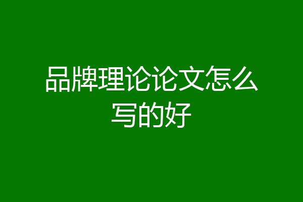 品牌理论论文怎么写的好