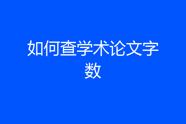 如何查学术论文字数