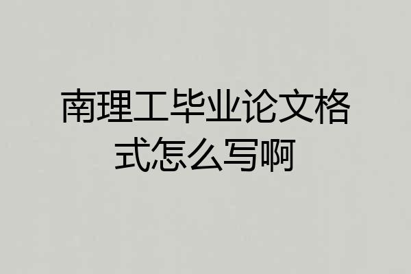 南理工毕业论文格式怎么写啊
