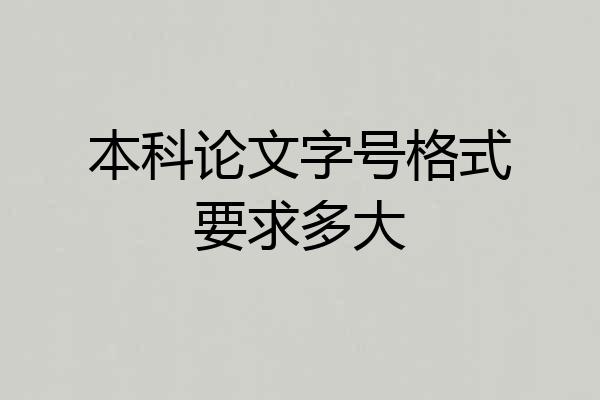 本科论文字号格式要求多大