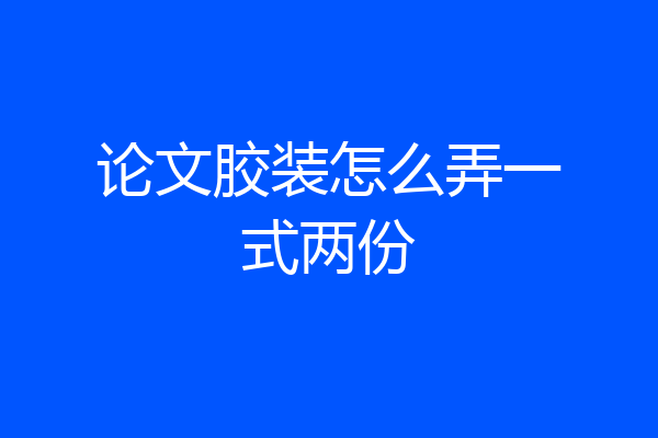 论文胶装怎么弄一式两份