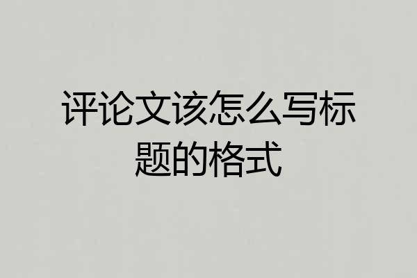 评论文该怎么写标题的格式