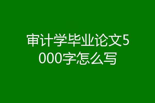 审计学毕业论文5000字怎么写