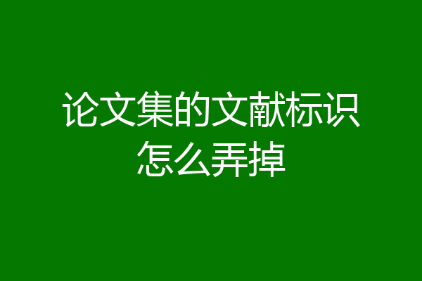 论文集的文献标识怎么弄掉
