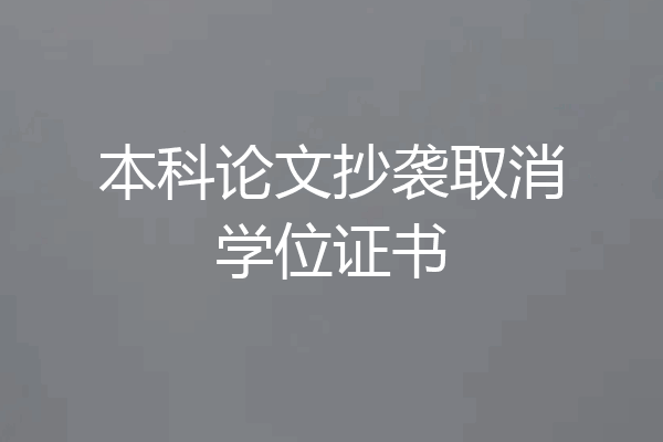 本科论文抄袭取消学位证书