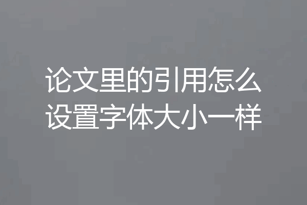 论文里的引用怎么设置字体大小一样