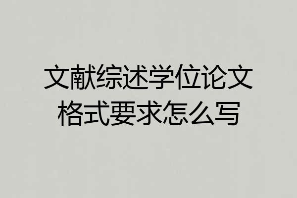 文献综述学位论文格式要求怎么写