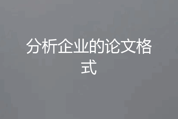 分析企业的论文格式