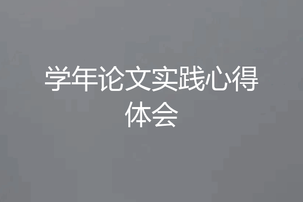 学年论文实践心得体会
