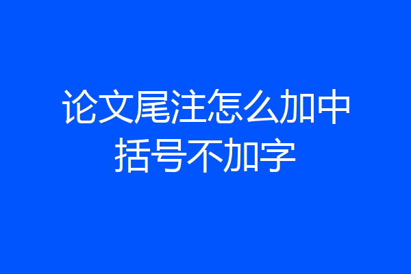 论文尾注怎么加中括号不加字