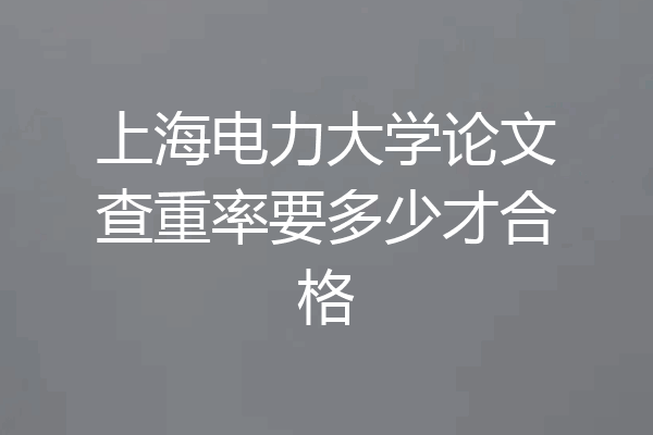 上海电力大学论文查重率要多少才合格