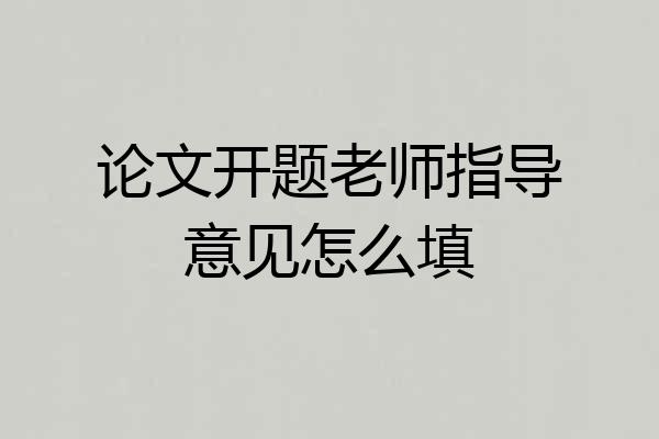 论文开题老师指导意见怎么填