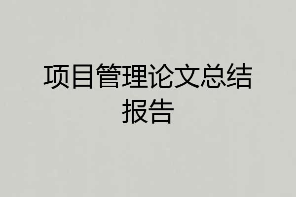 项目管理论文总结报告