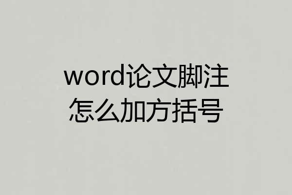 word论文脚注怎么加方括号