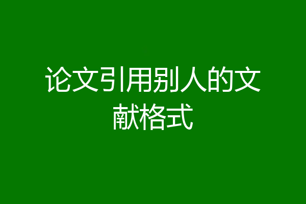 论文引用别人的文献格式