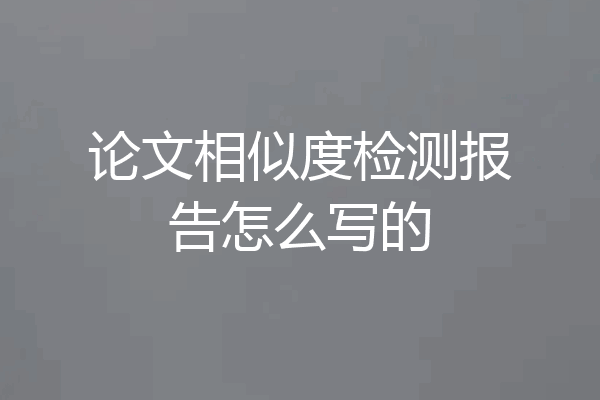 论文相似度检测报告怎么写的