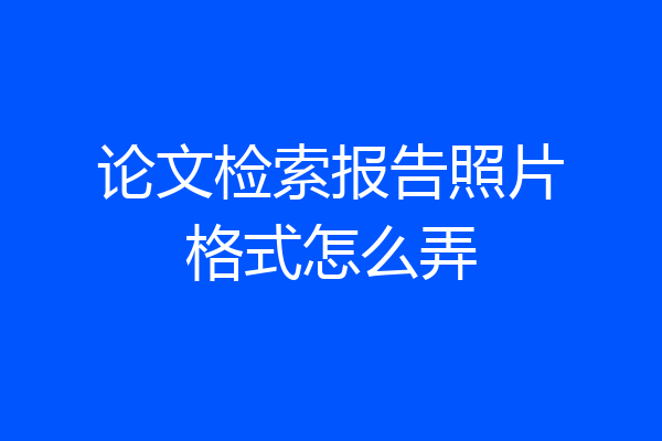 论文检索报告照片格式怎么弄
