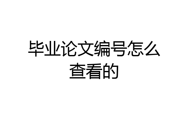 毕业论文编号怎么查看的