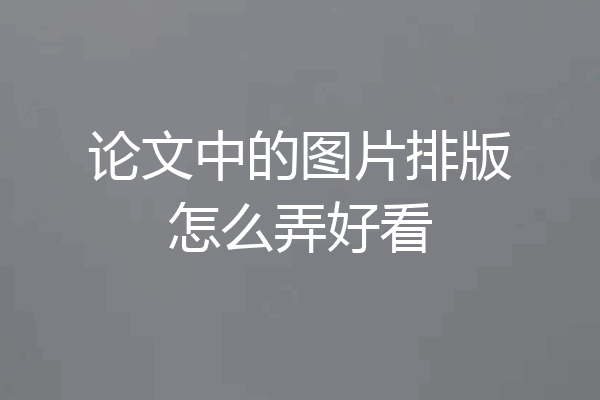 论文中的图片排版怎么弄好看
