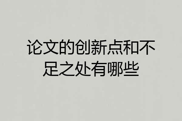 论文的创新点和不足之处有哪些