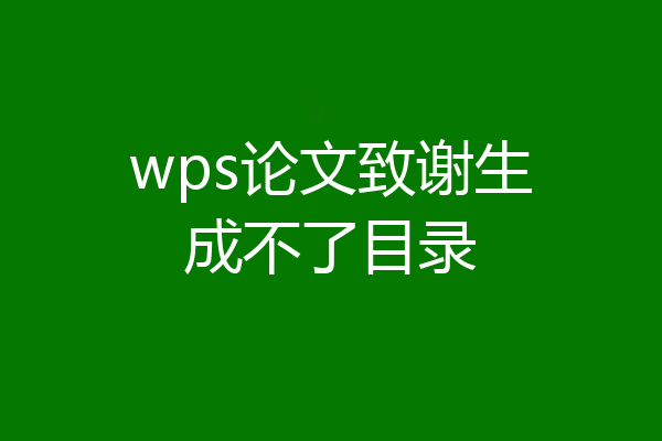 wps论文致谢生成不了目录