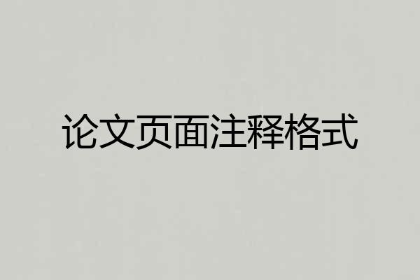 论文页面注释格式