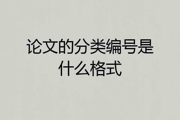 论文的分类编号是什么格式