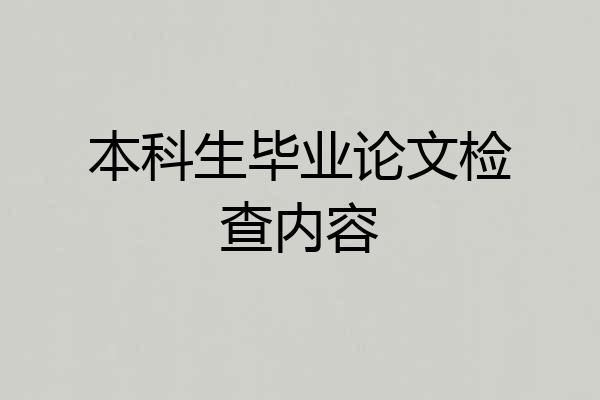 本科生毕业论文检查内容