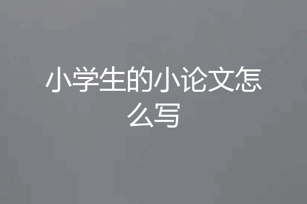 小学生的小论文怎么写