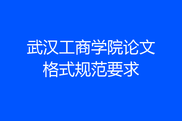 武汉工商学院论文格式规范要求