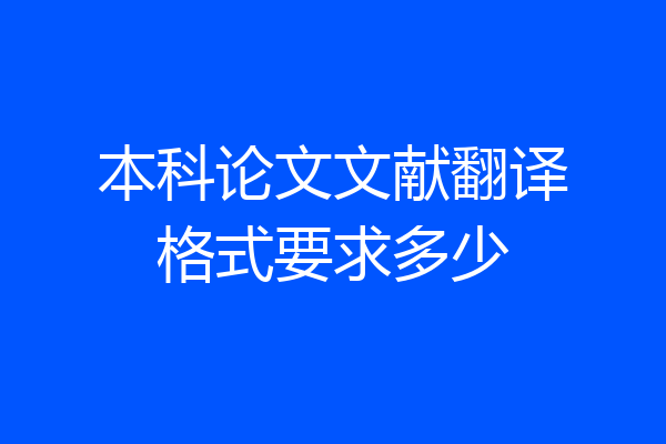 本科论文文献翻译格式要求多少