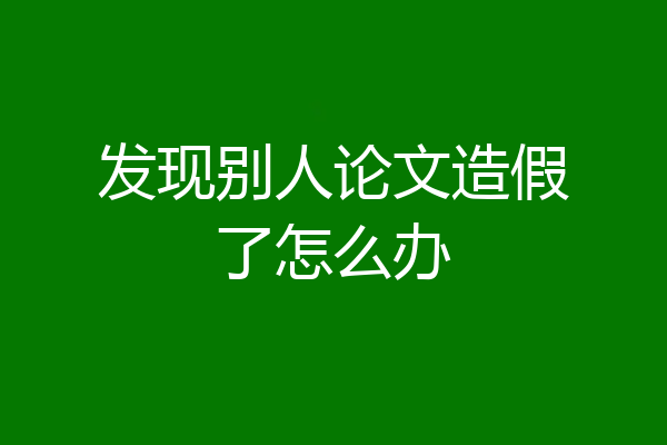 发现别人论文造假了怎么办