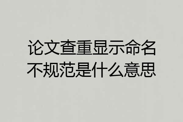 论文查重显示命名不规范是什么意思