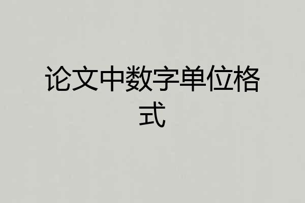 论文中数字单位格式