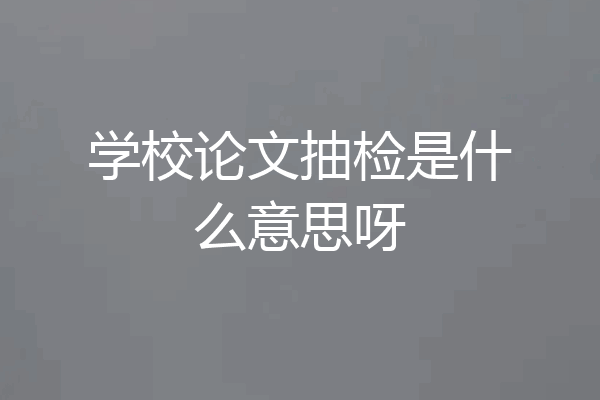 学校论文抽检是什么意思呀