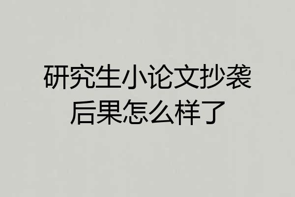 研究生小论文抄袭后果怎么样了