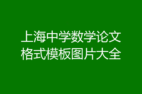 上海中学数学论文格式模板图片大全