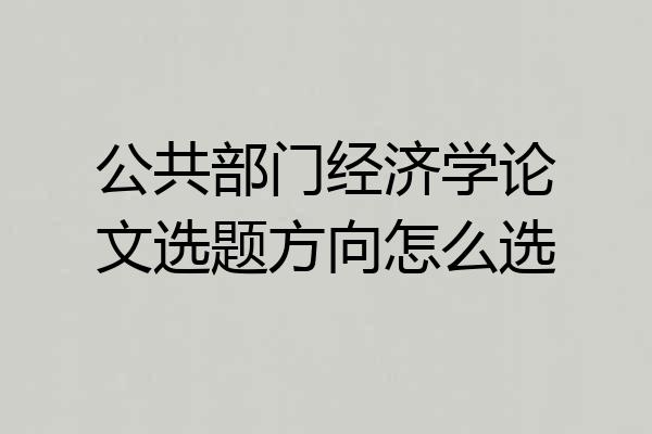 公共部门经济学论文选题方向怎么选