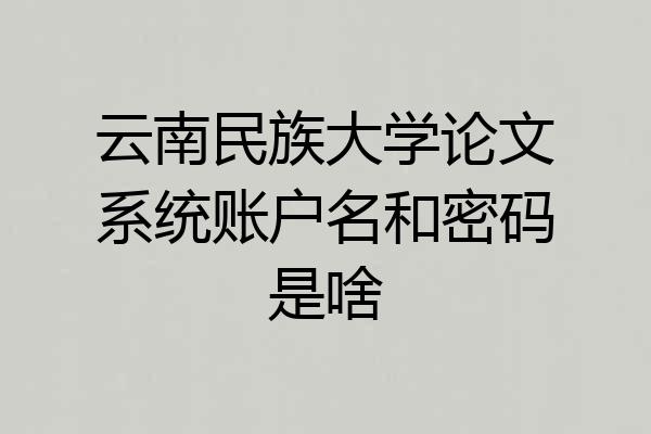 云南民族大学论文系统账户名和密码是啥
