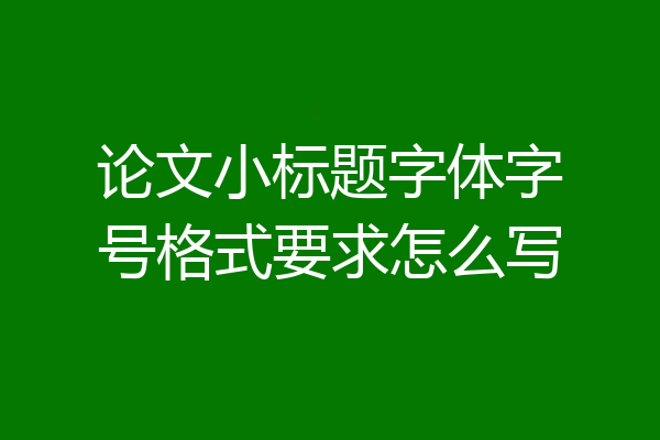 论文小标题字体字号格式要求怎么写