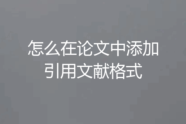 怎么在论文中添加引用文献格式