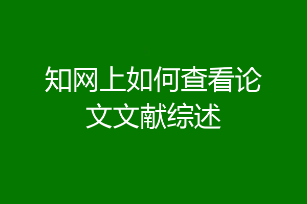 知网上如何查看论文文献综述