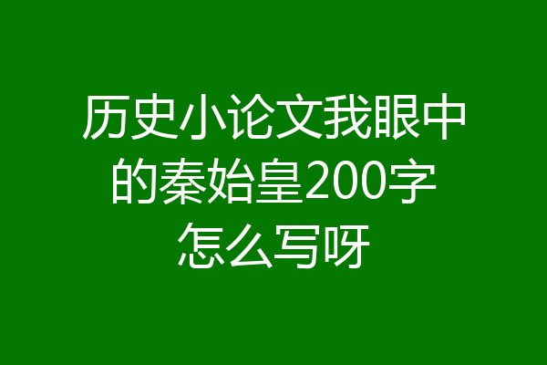 历史小论文我眼中的秦始皇200字怎么写呀
