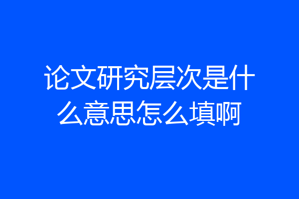 论文研究层次是什么意思怎么填啊