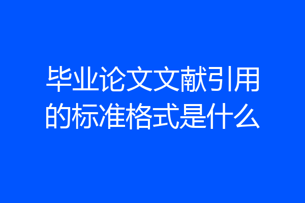 毕业论文文献引用的标准格式是什么