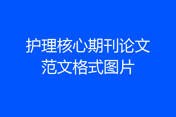 护理核心期刊论文范文格式图片